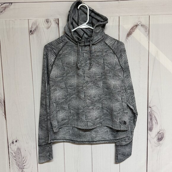 The North Face FlashDry Crop Hoodie Women’s Large Gray Pattern EUC - Picture 1 of 10